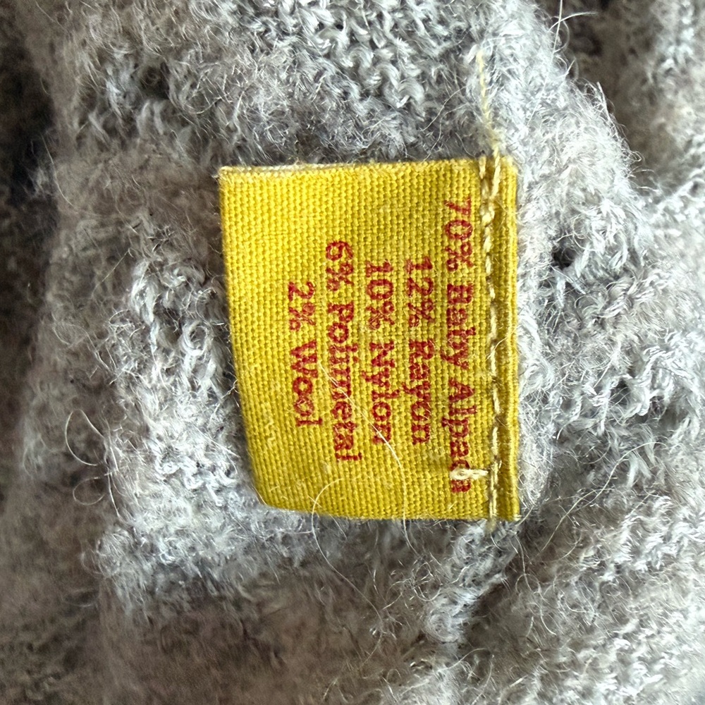 Kuna Baby Alpaca Silk Sweater Gray Pointelle Knit Peru Luxury M - Picture 9 of 9